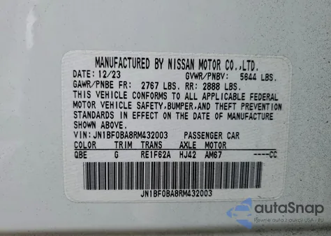 2024 Nissan Ariya Evolve+ z USA, uszkodzony, nr VIN JN1BF0BA8RM432003